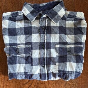 Goodfellow & Co Flannel Navy Blue and White Plaid Shirt medium